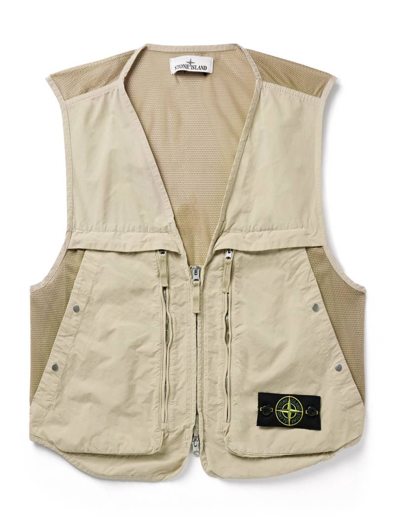 Stone Island - Logo-Appliquéd Shell and Mesh Gilet - Men - Neutrals - XXL von Stone Island
