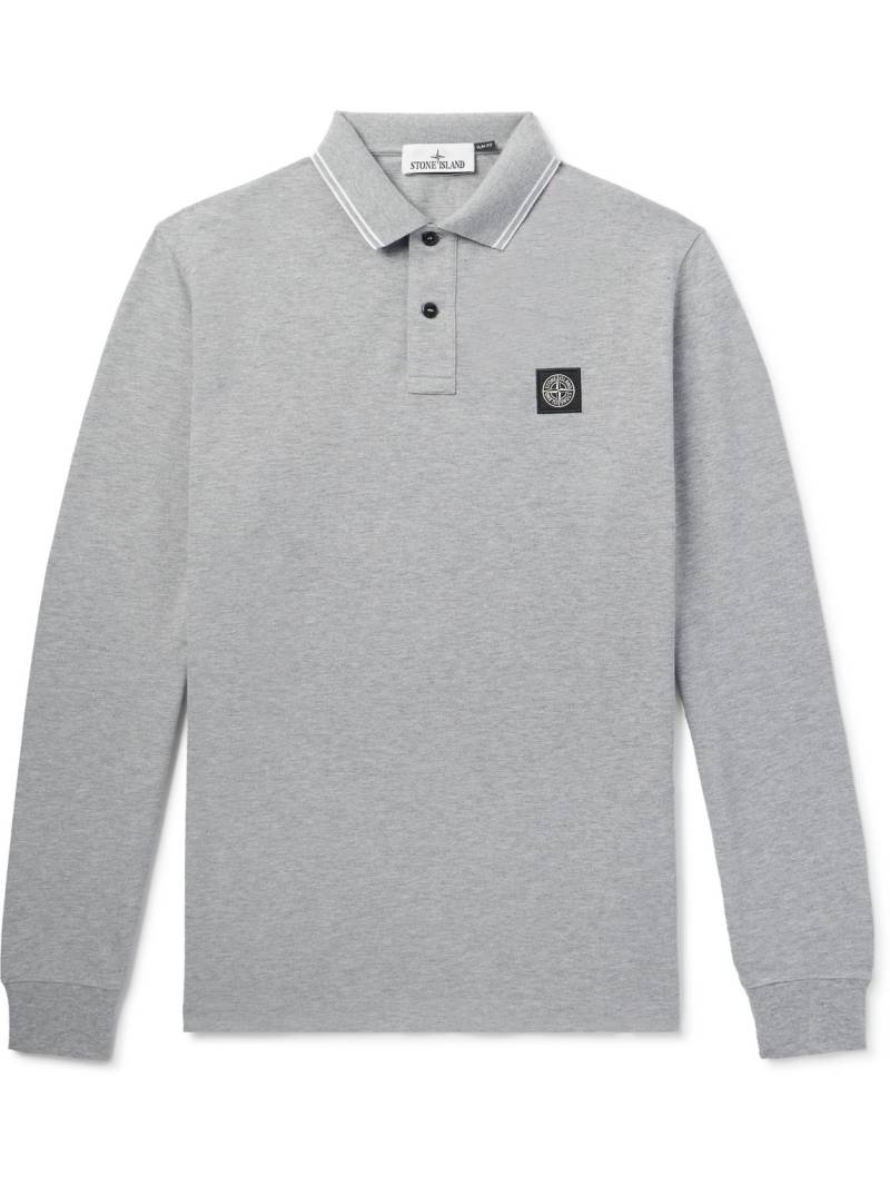 Stone Island - Logo-Appliquéd Stretch-Cotton Piqué Polo Shirt - Men - Gray - XXXL von Stone Island
