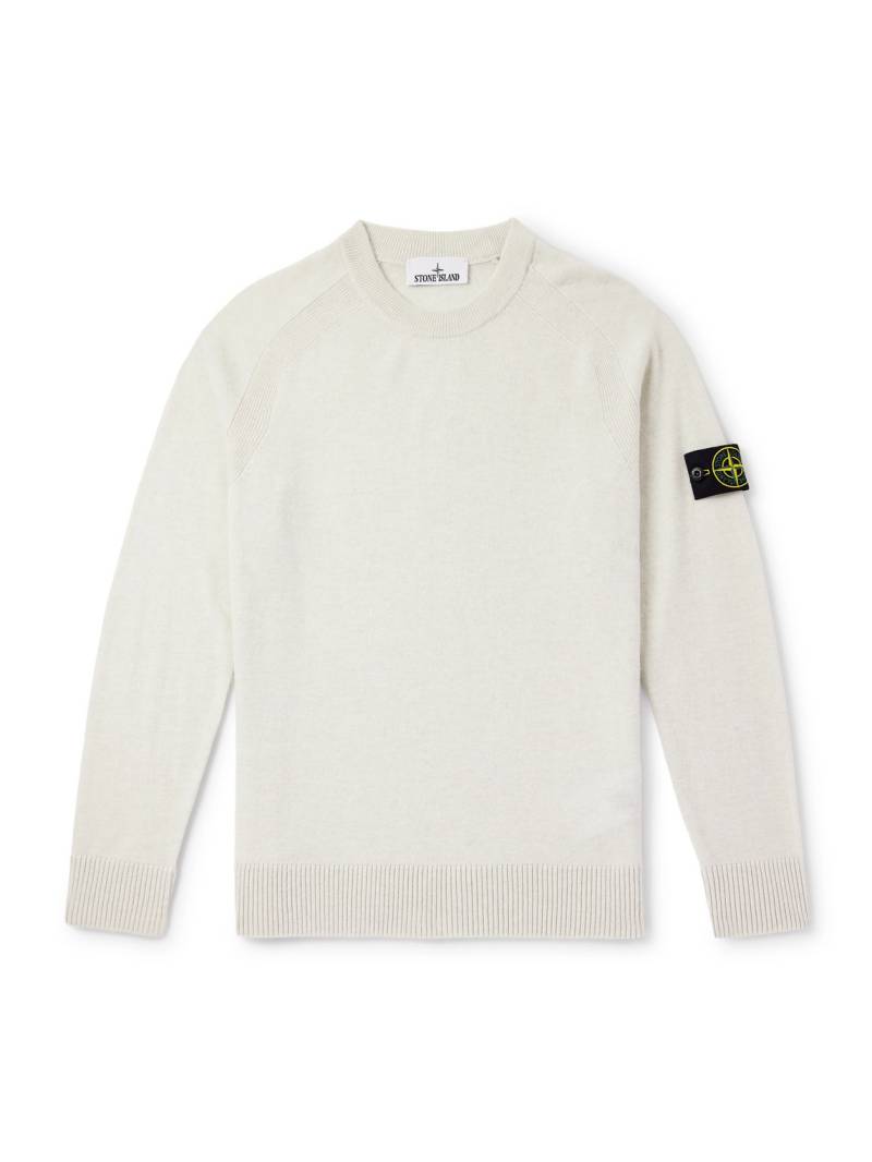 Stone Island - Logo-Appliquéd Virgin Wool Sweater - Men - Neutrals - L von Stone Island