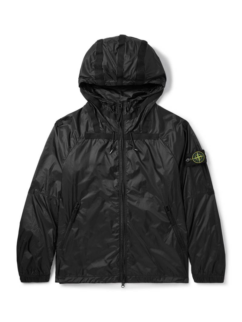 Stone Island - Logo-Appliqued Webbing-Trimmed HT Nylon-Ripstop Hooded Jacket - Men - Black - M von Stone Island