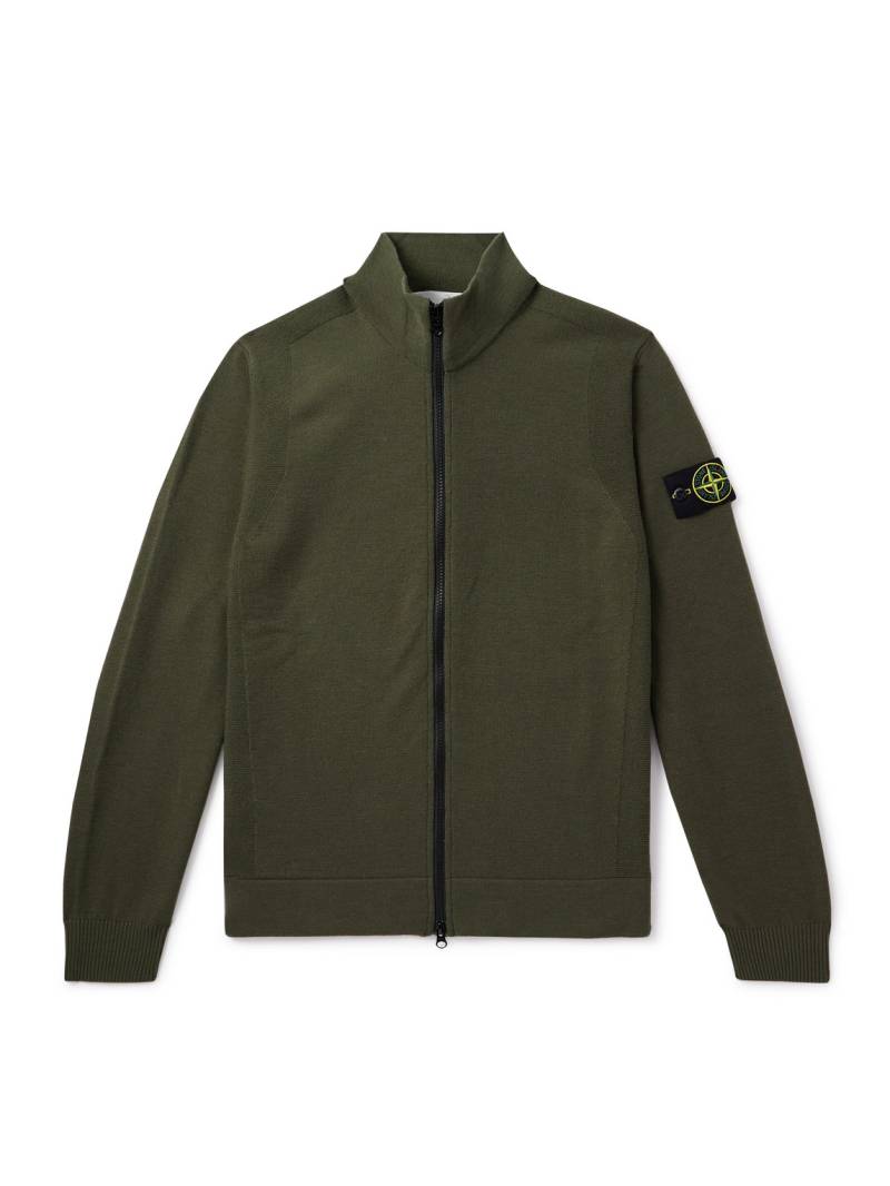 Stone Island - Logo-Appliquéd Wool-Blend Zip-Up Cardigan - Men - Green - XXL von Stone Island
