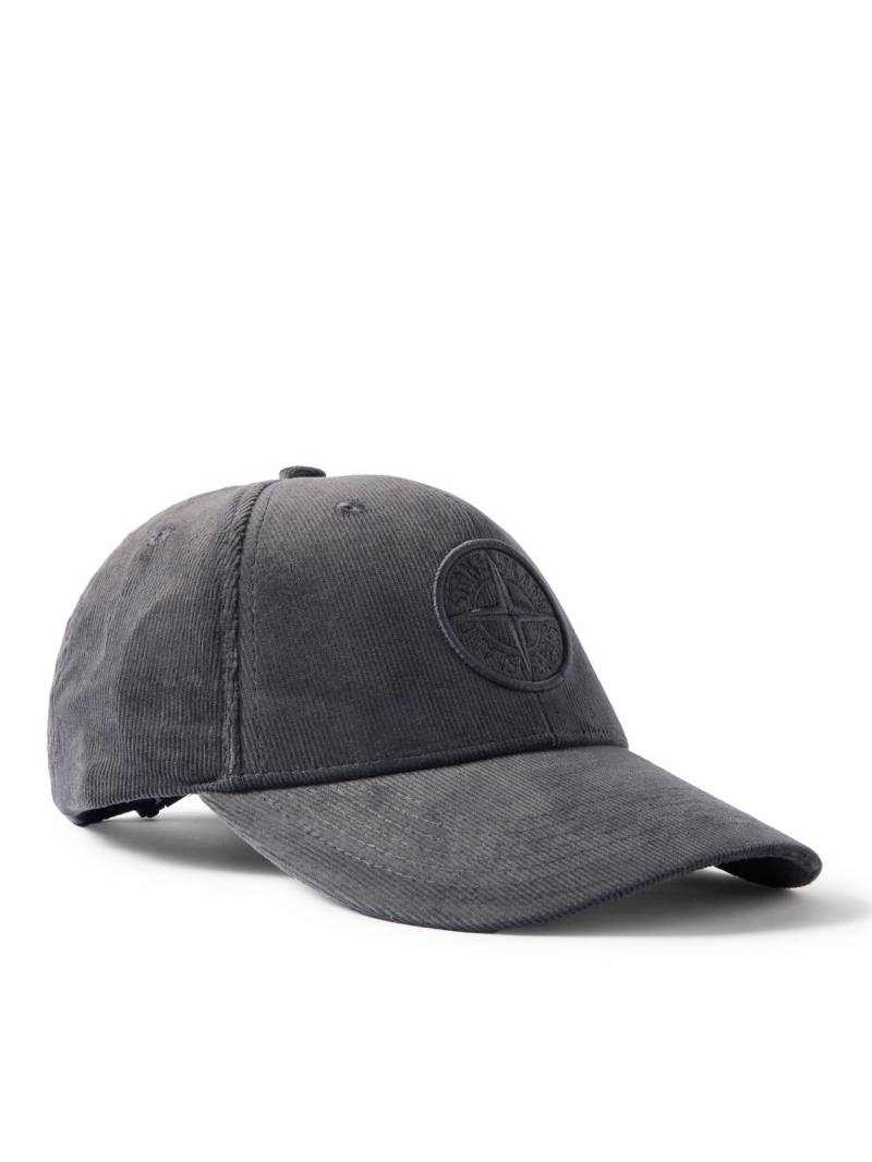 Stone Island - Logo-Embroidered Cotton-Corduroy Baseball Cap - Men - Gray von Stone Island