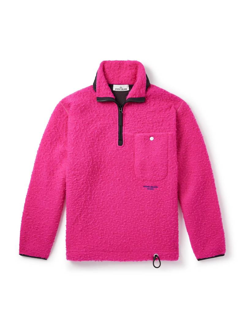 Stone Island - Marina Logo-Embroidered Shell-Trimmed Wool-Blend Fleece Half-Zip Sweater - Men - Pink - XL von Stone Island
