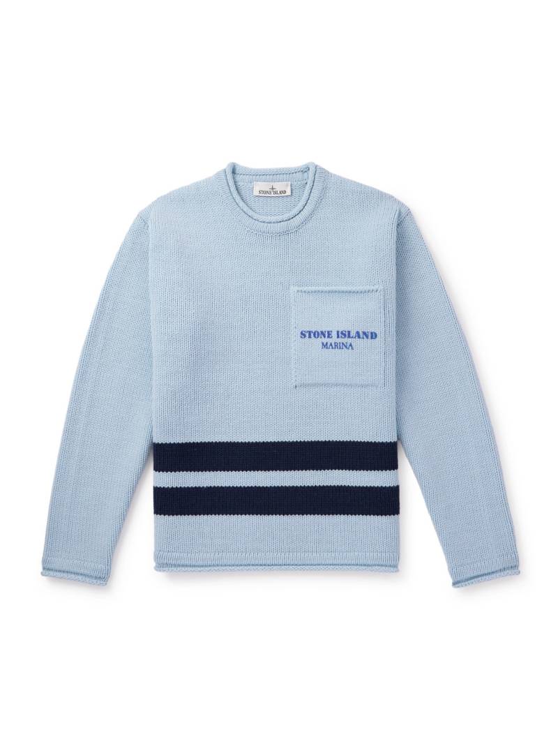Stone Island - Marina Logo-Print Striped Wool Sweater - Men - Blue - XXL von Stone Island