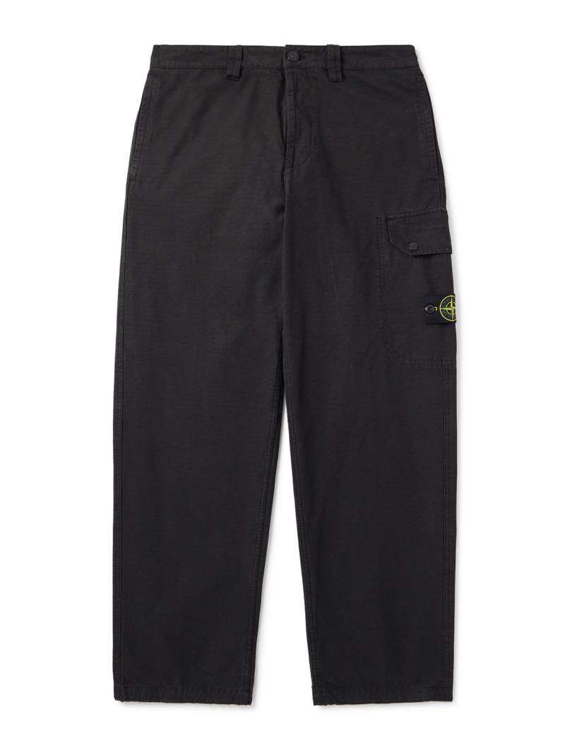 Stone Island - Straight-Leg Logo-Appliquéd Cotton-Ripstop Cargo Trousers - Men - Black - UK/US 30 von Stone Island