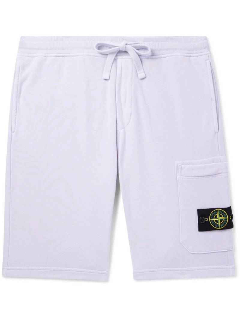 Stone Island - Straight-Leg Logo-Appliquéd Garment-Dyed Cotton-Jersey Drawstring Shorts - Men - Purple - XXL von Stone Island