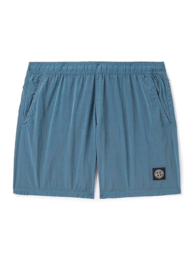 Stone Island - Straight-Leg Mid-Length Logo-Appliqued ECONYL® Nylon Metal Swim Shorts - Men - Blue - XXL von Stone Island
