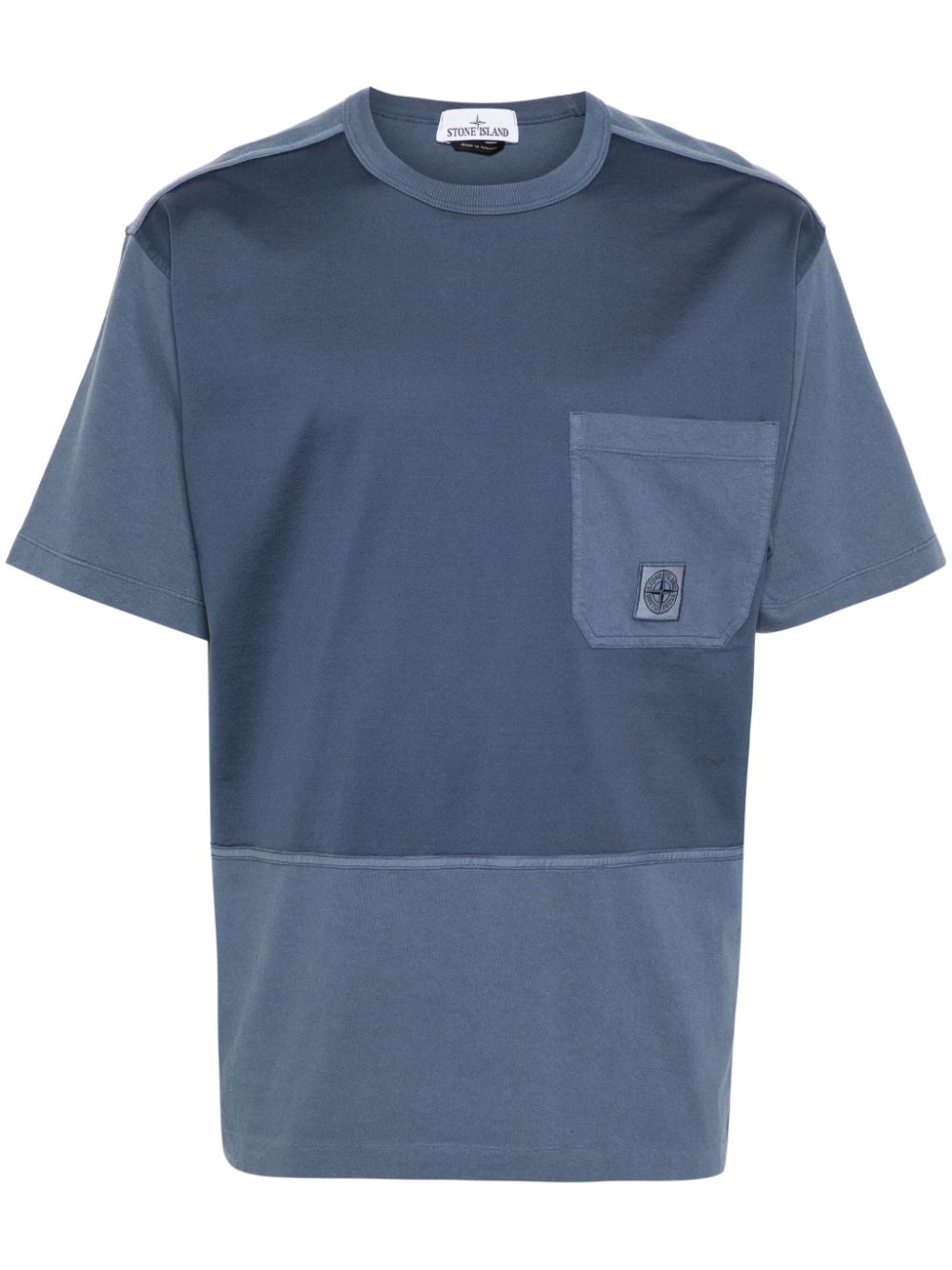 Stone Island T-Shirt mit aufgesetzter Kompass-Tasche - Blau von Stone Island