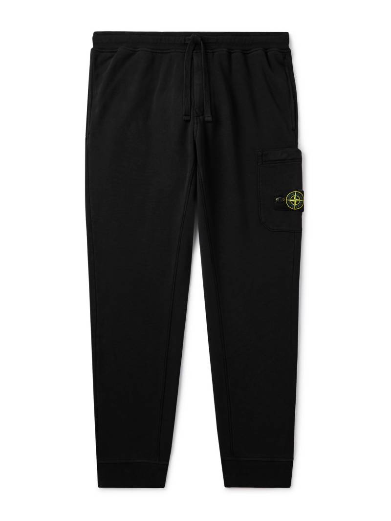 Stone Island - Tapered Logo-Appliquéd Organic Cotton-Jersey Sweatpants - Men - Black - XXL von Stone Island
