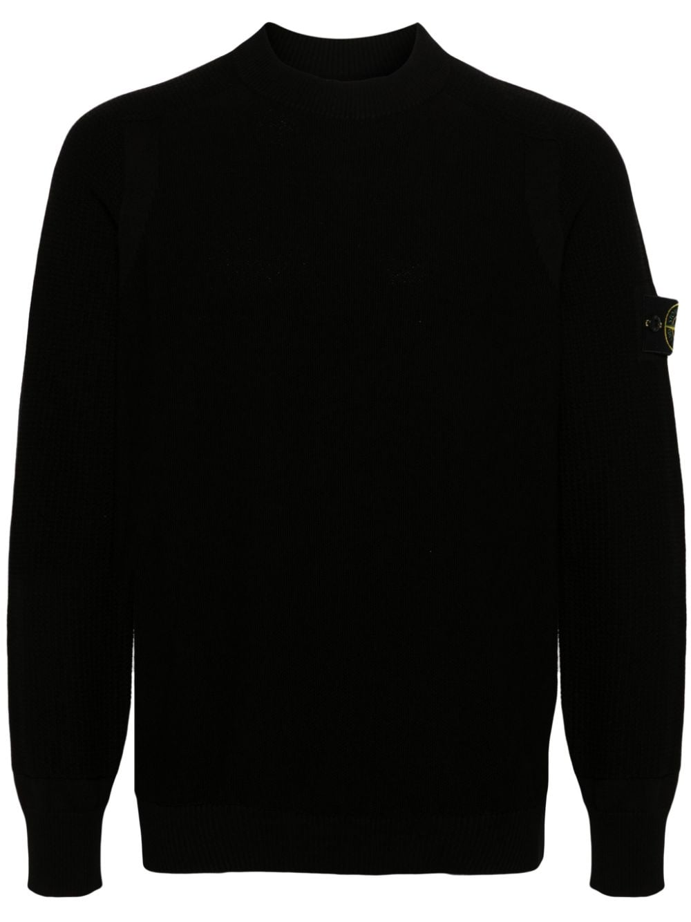 Stone Island Waffelstrick-Pullover mit Kompass - Schwarz von Stone Island