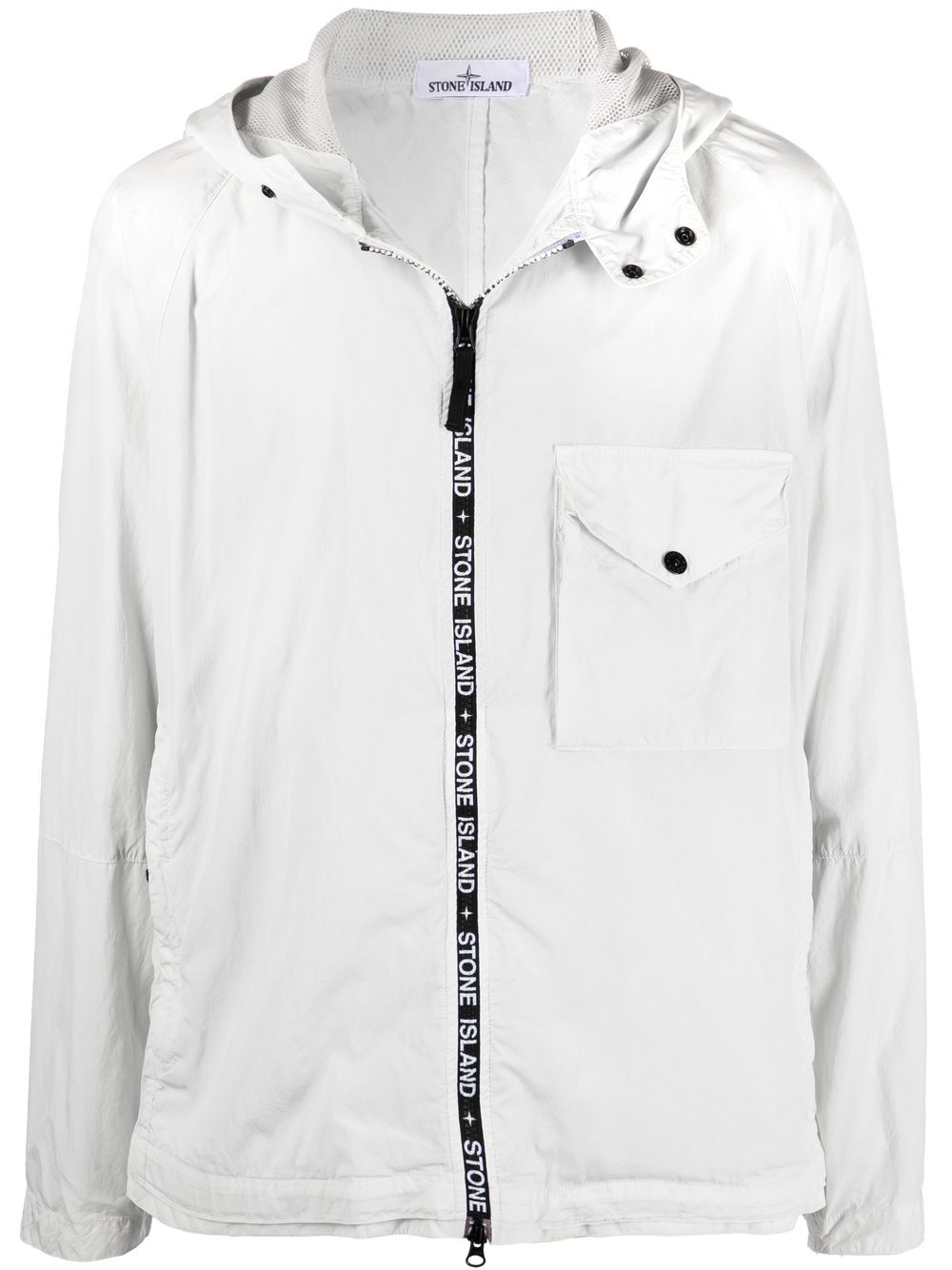 Stone Island Kapuzenjacke mit Logo-Borten - Grau von Stone Island