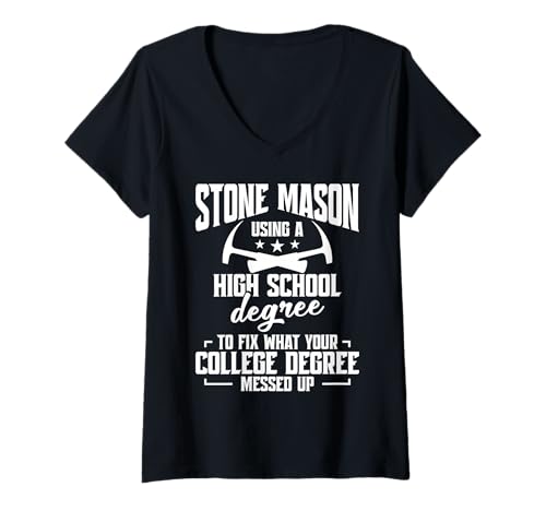 Damen Der Job als Steinmetz, Handwerker, Arbeiter, nervt bei Stone Mason T-Shirt mit V-Ausschnitt Damen Der Job als Steinmetz, Handwerker, Arbeiter, nervt bei Stone Mason T-Shirt mit V-Ausschnitt von Stone Masonry Graphic For Stone Mason & Craftsmen