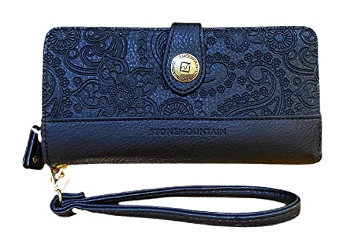 Stone Mountain Damen-Geldbörse, Paisleymuster, geprägtes Leder, Schwarz, schwarz Stone Mountain Damen-Geldbörse, Paisleymuster, geprägtes Leder, Schwarz, schwarz von Stone Mountain Usa