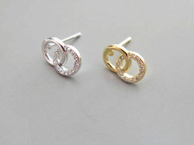 Ein Paar Cz Micro Pave Runde Ohrringe, Ohrstecker Zirkonia - Cz153 von StoneAge2