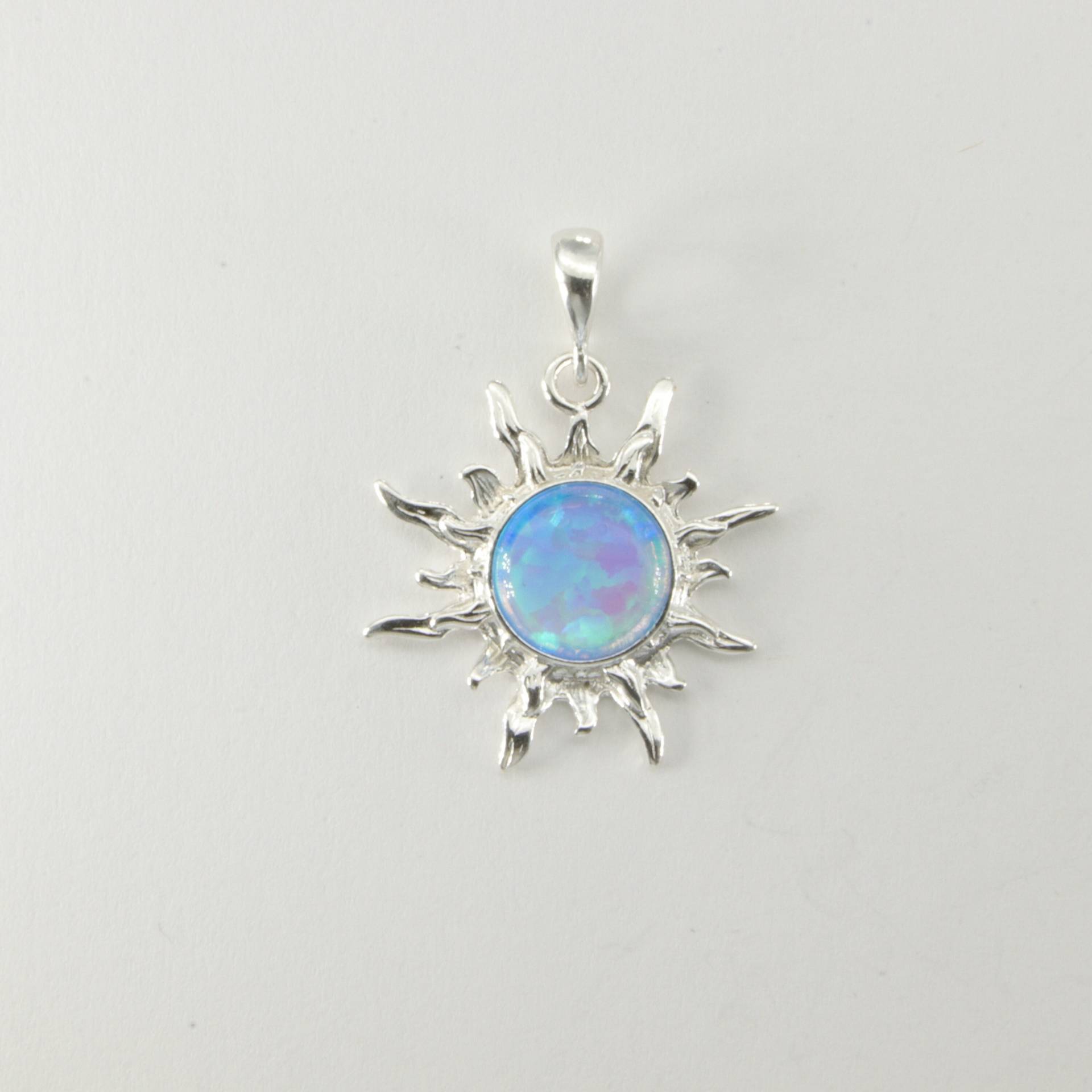 Blau - Sonne Feueropal Anhänger 925 Sterling Silber von StoneAndRox