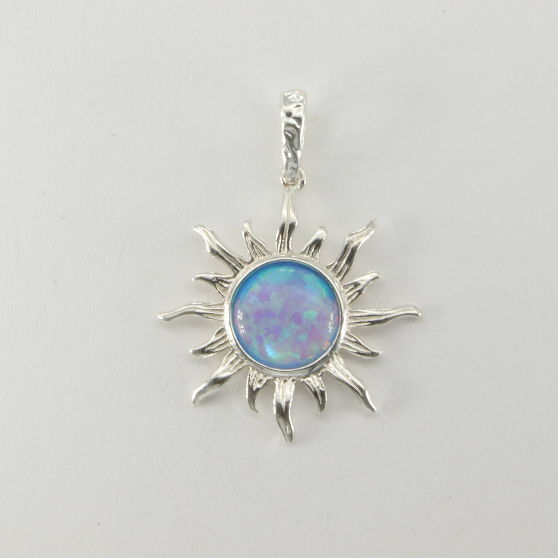 Blau - Sonne Feueropal Anhänger 925 Sterling Silber von StoneAndRox