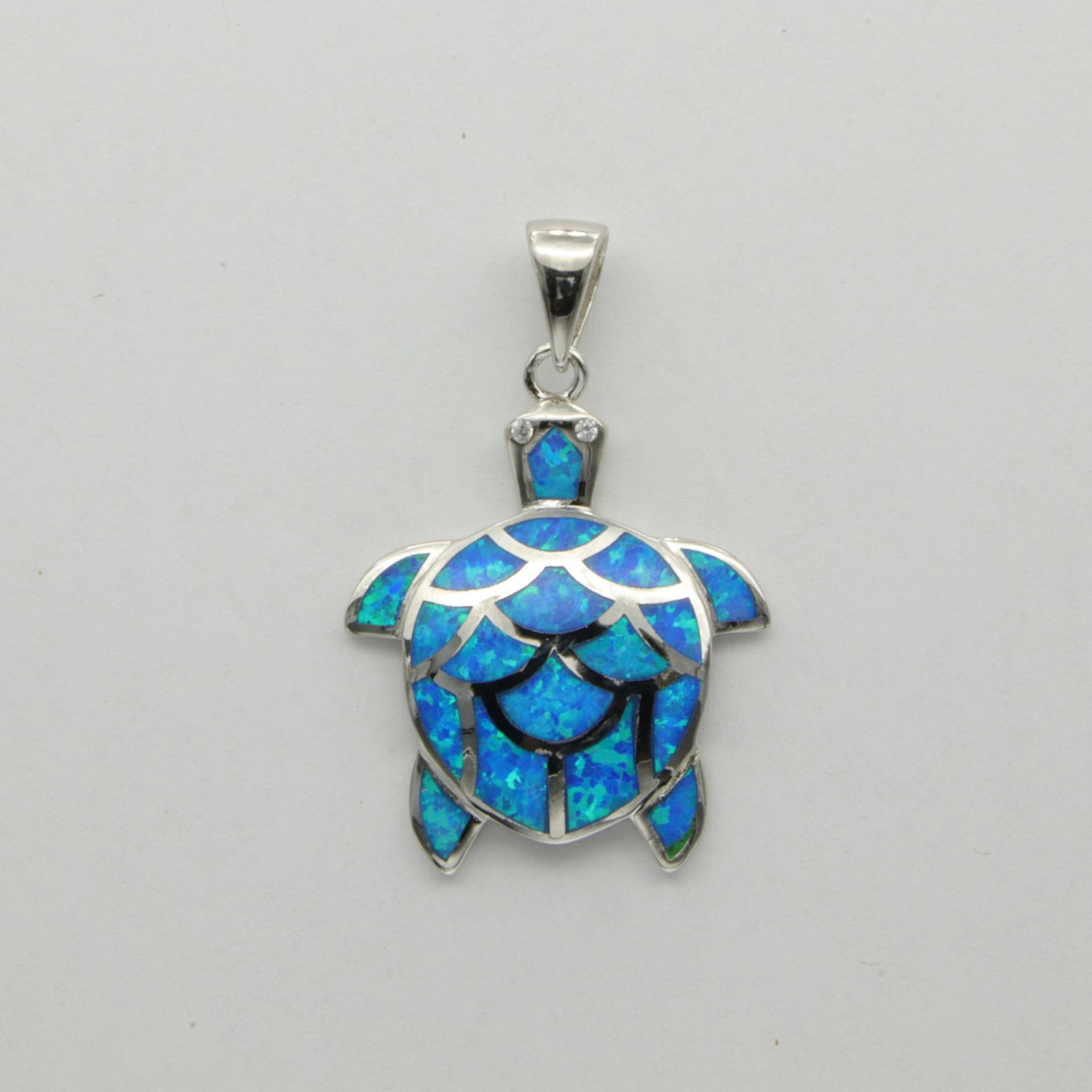 Blue Fire Opal Schildkröte/Anhänger - 925 Sterling Silber Mit Rhodium-Finish von StoneAndRox