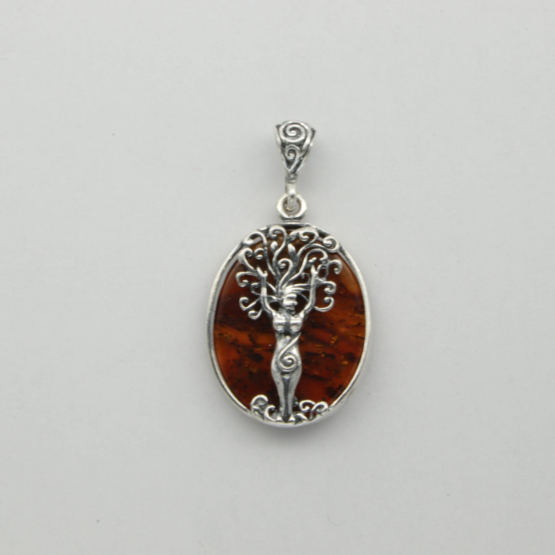 Cognac/Braun Oval Baltic Amber Mutter Erde Gaia Anhänger Aus 925 Sterling Silber - Natürlicher Und Echter Edelstein Polen von StoneAndRox