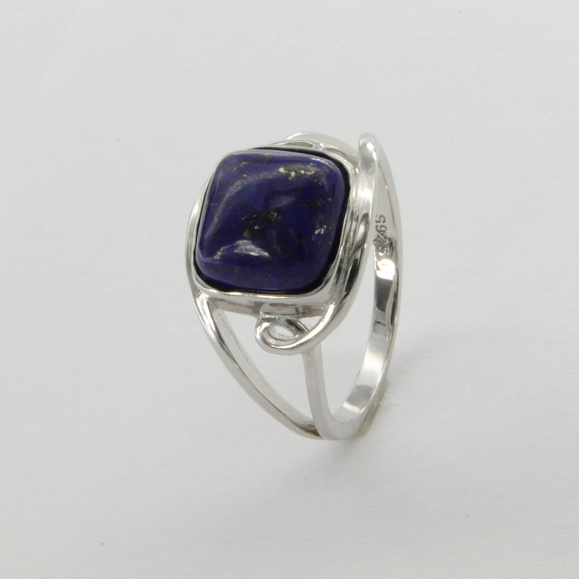 Echt Und Natur - Quadrat/Rechteck Blauer Lapis Lazuli Ring Aus 925 Sterling Silber Rhodium Veredelt von StoneAndRox