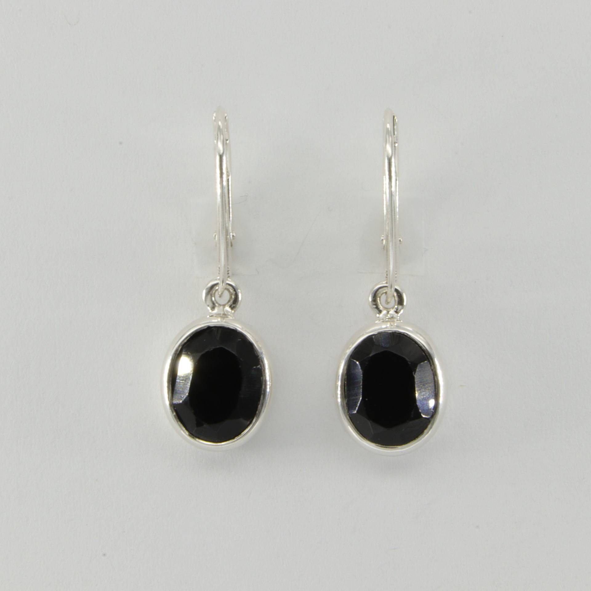 Echte Facettierte Ovale Onyx Tropfen Ohrringe 925 Sterling Silber - Brisuren/Zirkonia von StoneAndRox