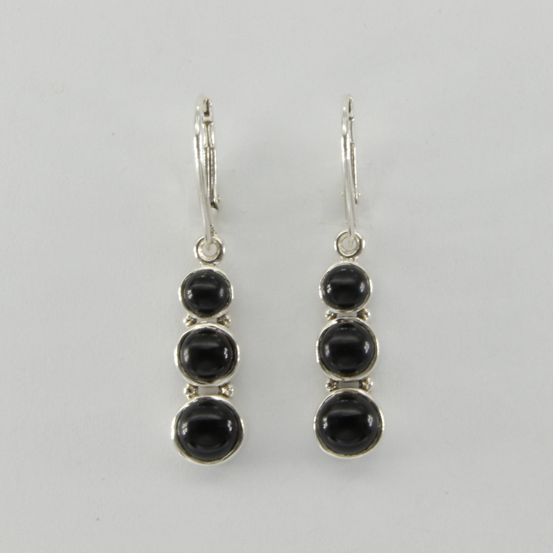 Echte Und Natürliche Dreifache Runde Black Onyx Ohrringe in 925 Sterling Silber - Brisuren/Zirkonia von StoneAndRox