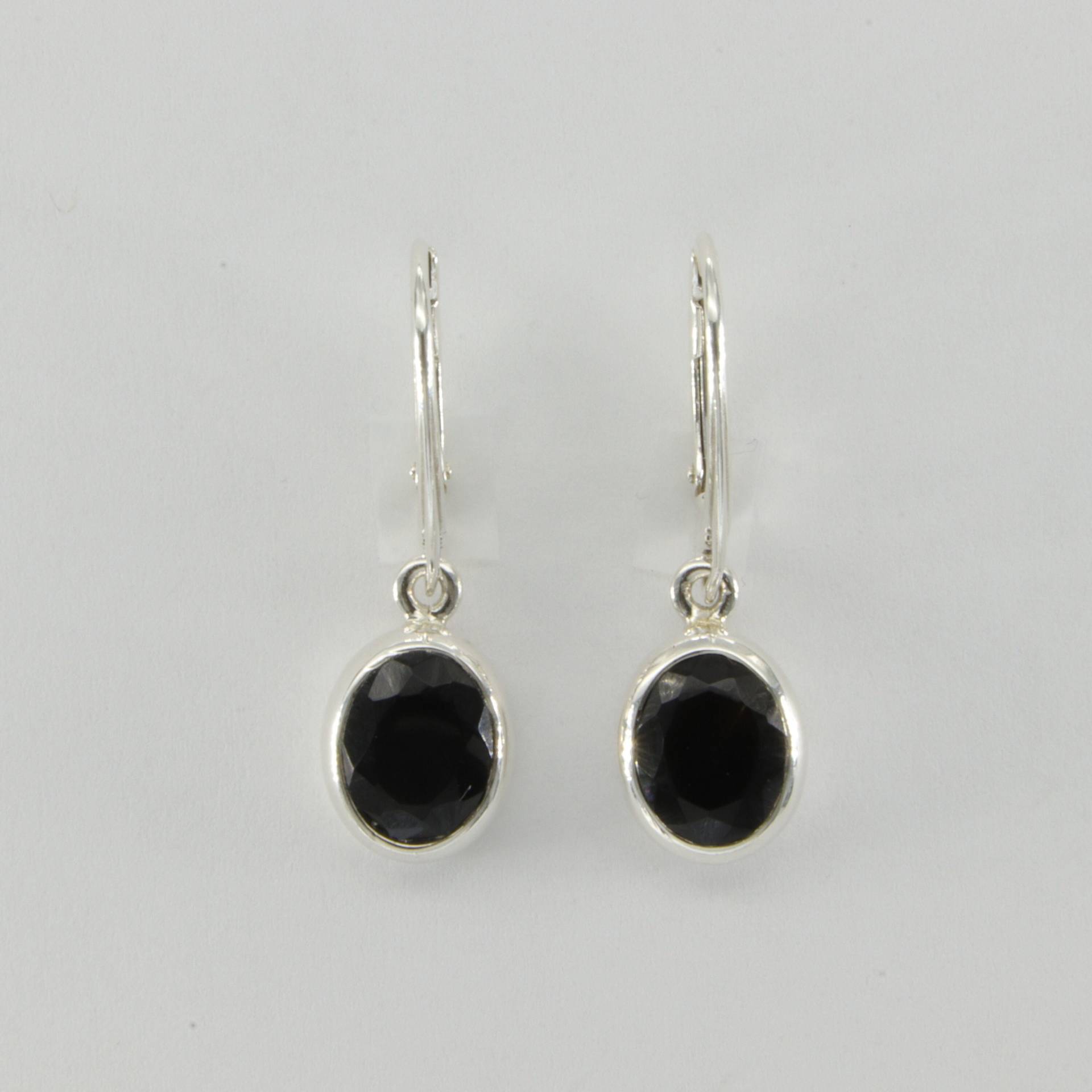 Echte Und Natürliche Oval Black Onyx Ohrringe Aus 925 Sterling Silber - Brisuren/Klappbrisuren von StoneAndRox