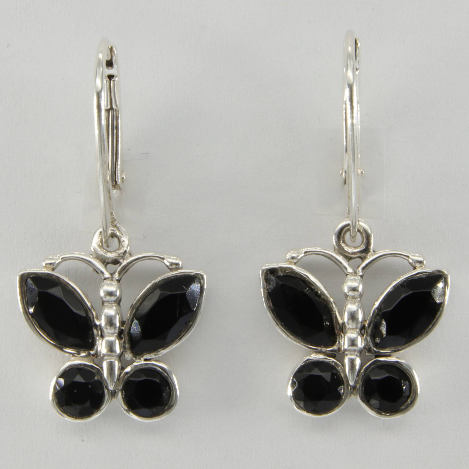 Echte Und Natürliche Schwarze Onyx Schmetterling Ohrringe in 925 Sterling Silber - Brisuren/Zirkonia von StoneAndRox