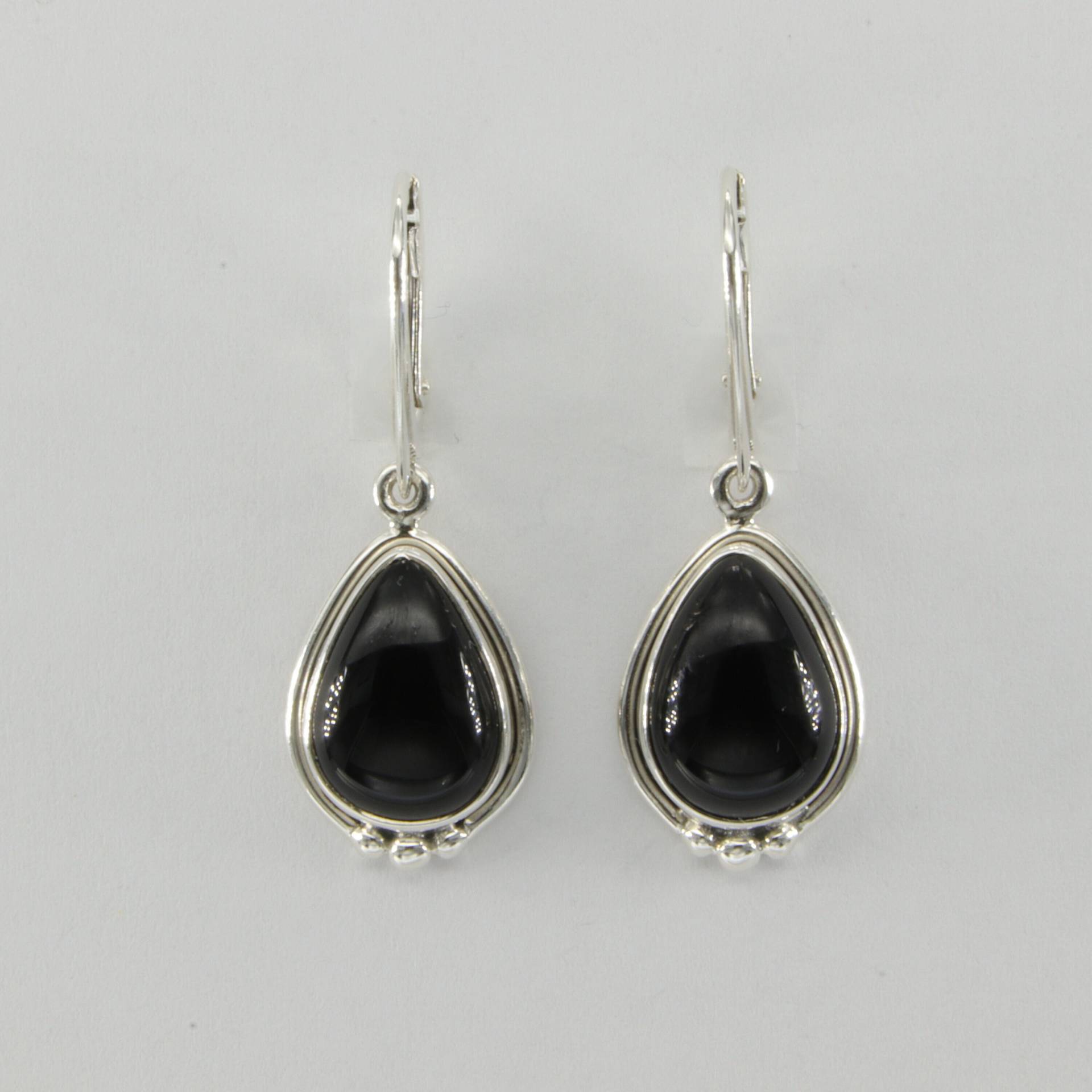 Echte Und Natürliche Tropfen/Teardrop Black Onyx Ohrringe in 925 Sterling Silber - Brisuren Zirkonia von StoneAndRox