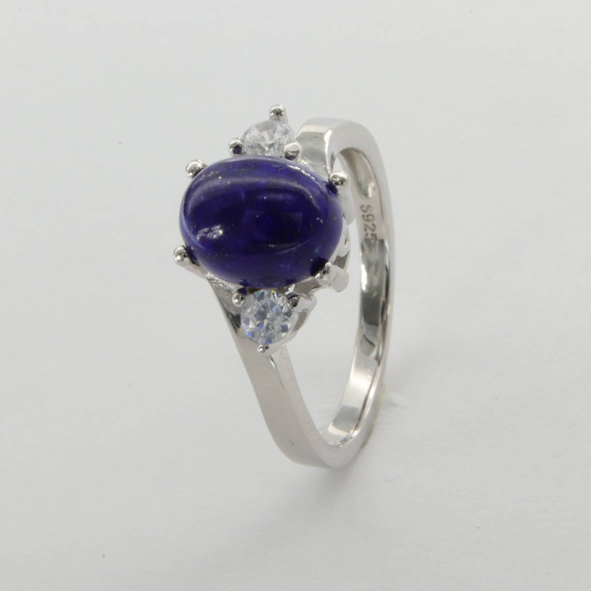 Echter Und Natürlicher - Oval Blauer Lapis Lazuli Ring Mit Czs in 925 Sterling Silver Rhodium Fertig von StoneAndRox