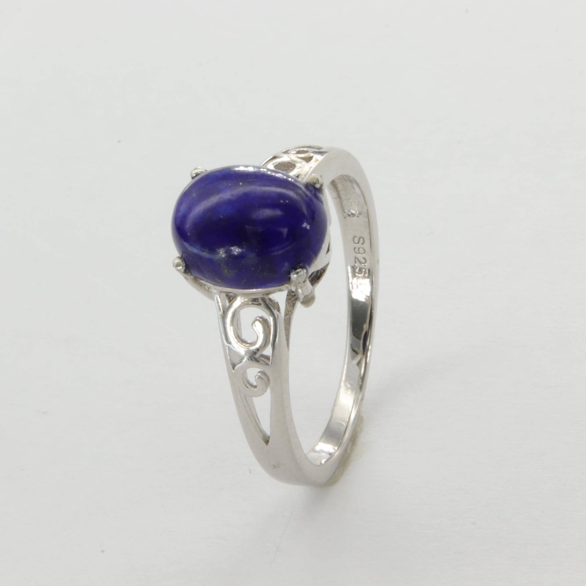 Echter Und Natürlicher - Oval Blauer Lapis Lazuli Ring in 925 Sterling Silber Rhodiniert von StoneAndRox