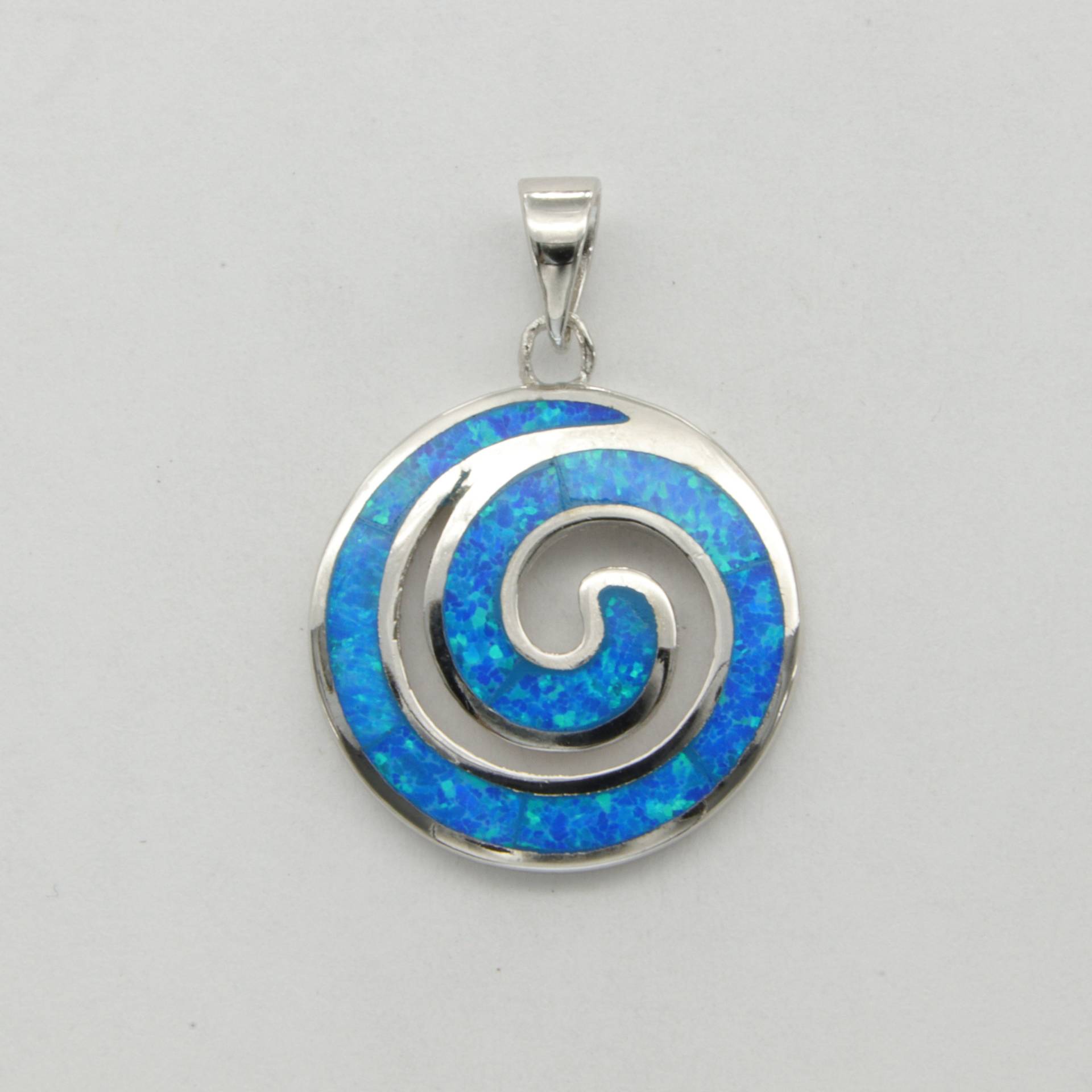 Runder Blue Fire Opal Swirl Anhänger - 925 Sterling Silber von StoneAndRox