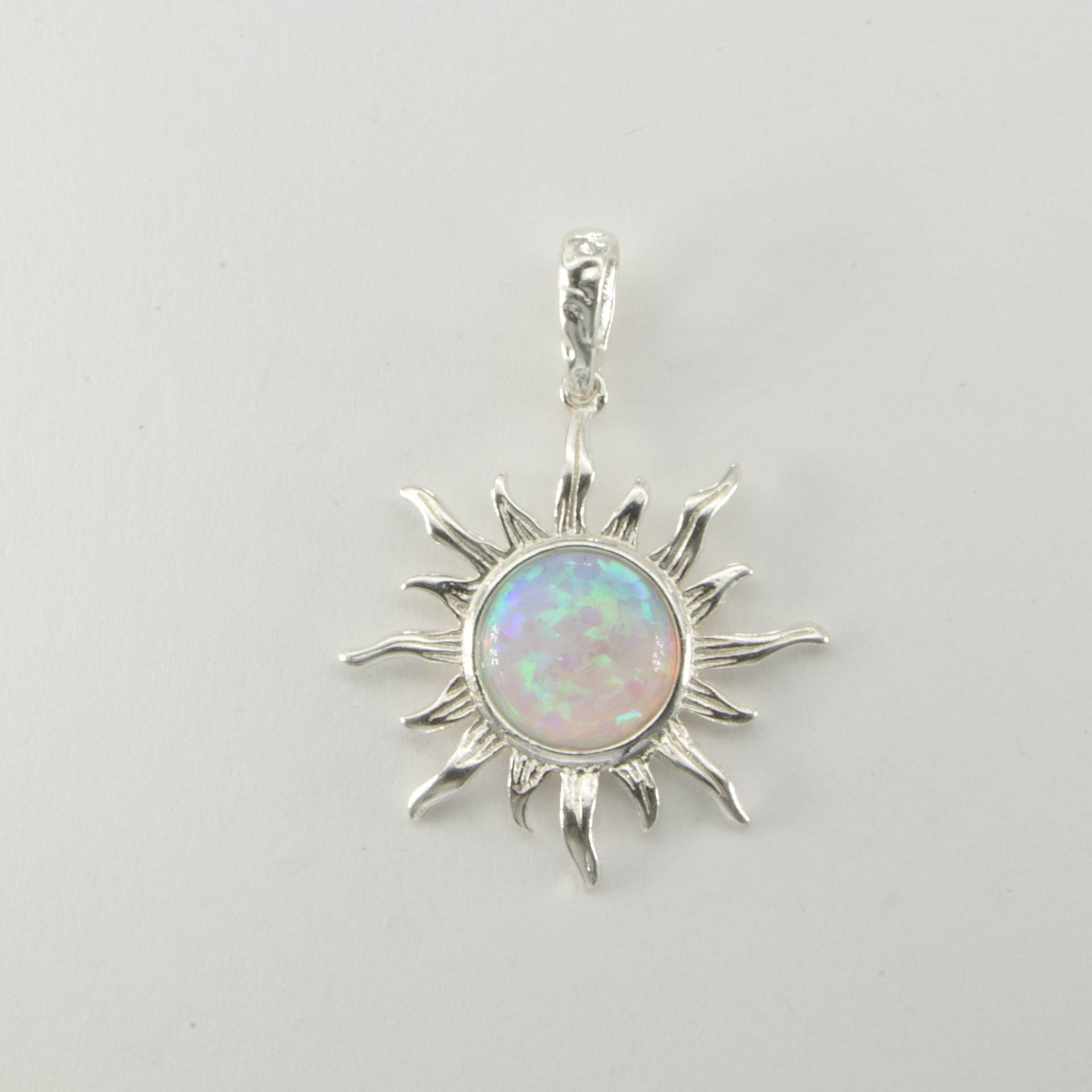 Weiß - Sonne Feueropal Anhänger 925 Sterling Silber von StoneAndRox