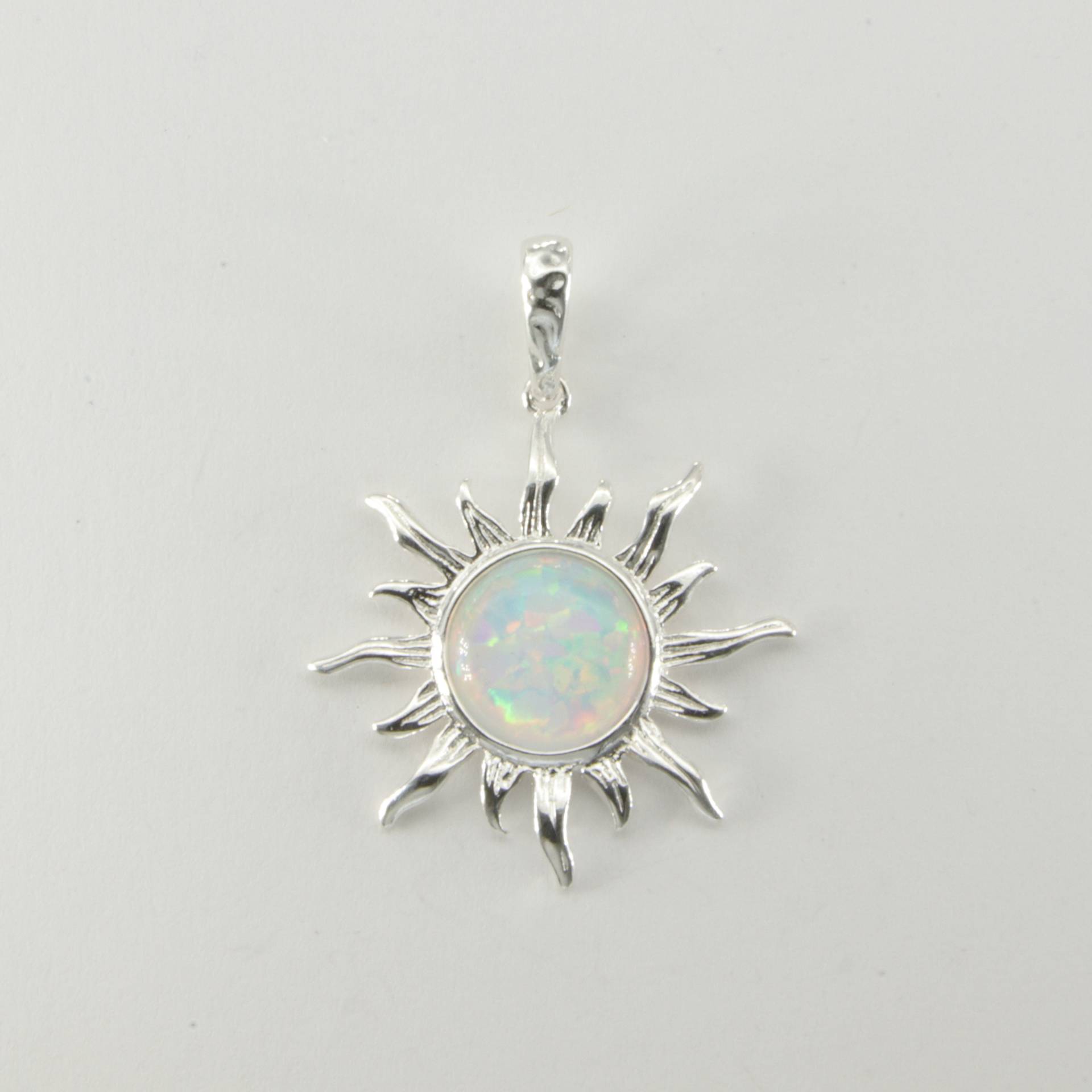 Weiß - Sonne Feueropal Anhänger 925 Sterling Silber von StoneAndRox