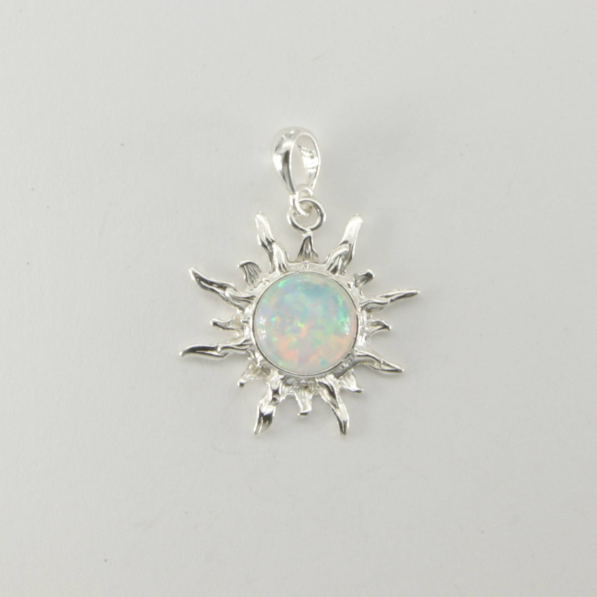 Weiß - Sonne Feueropal Anhänger 925 Sterling Silber von StoneAndRox