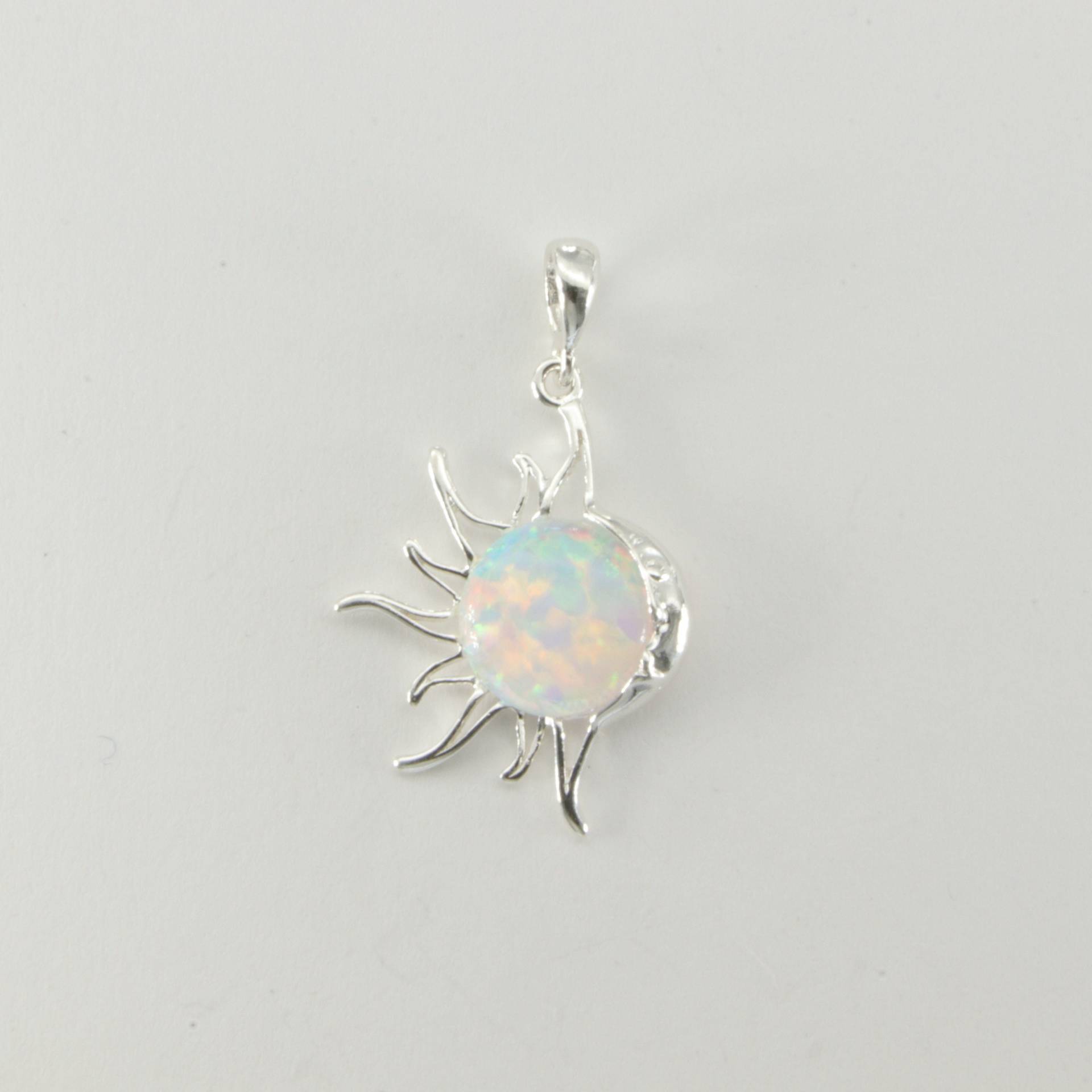 Weiß - Sonne Stern Und Mond Feueropal Anhänger 925 Sterling Silber von StoneAndRox