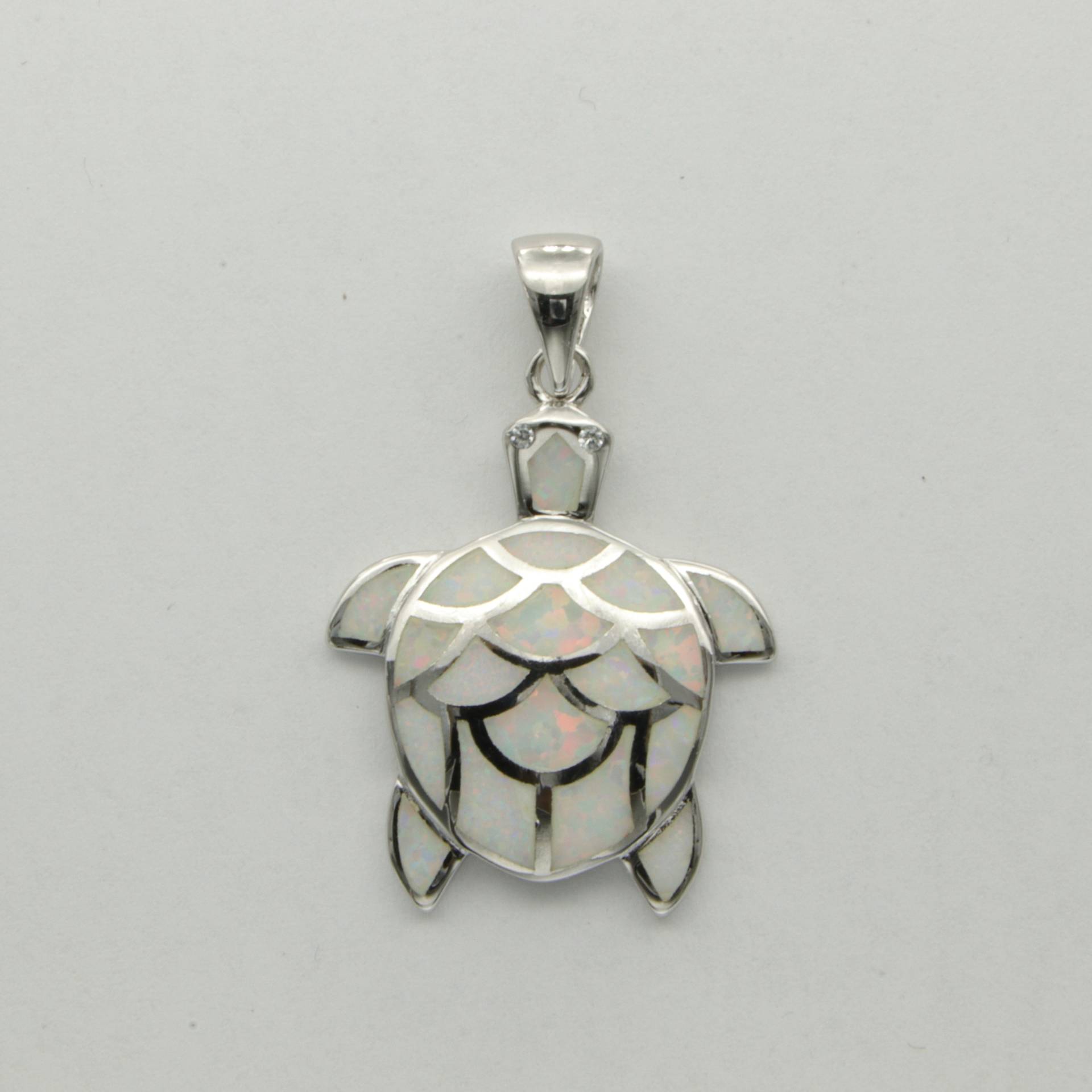 Weißer Feueropal Schildkröte/Anhänger - 925 Sterling Silber Mit Rhodium-Finish von StoneAndRox