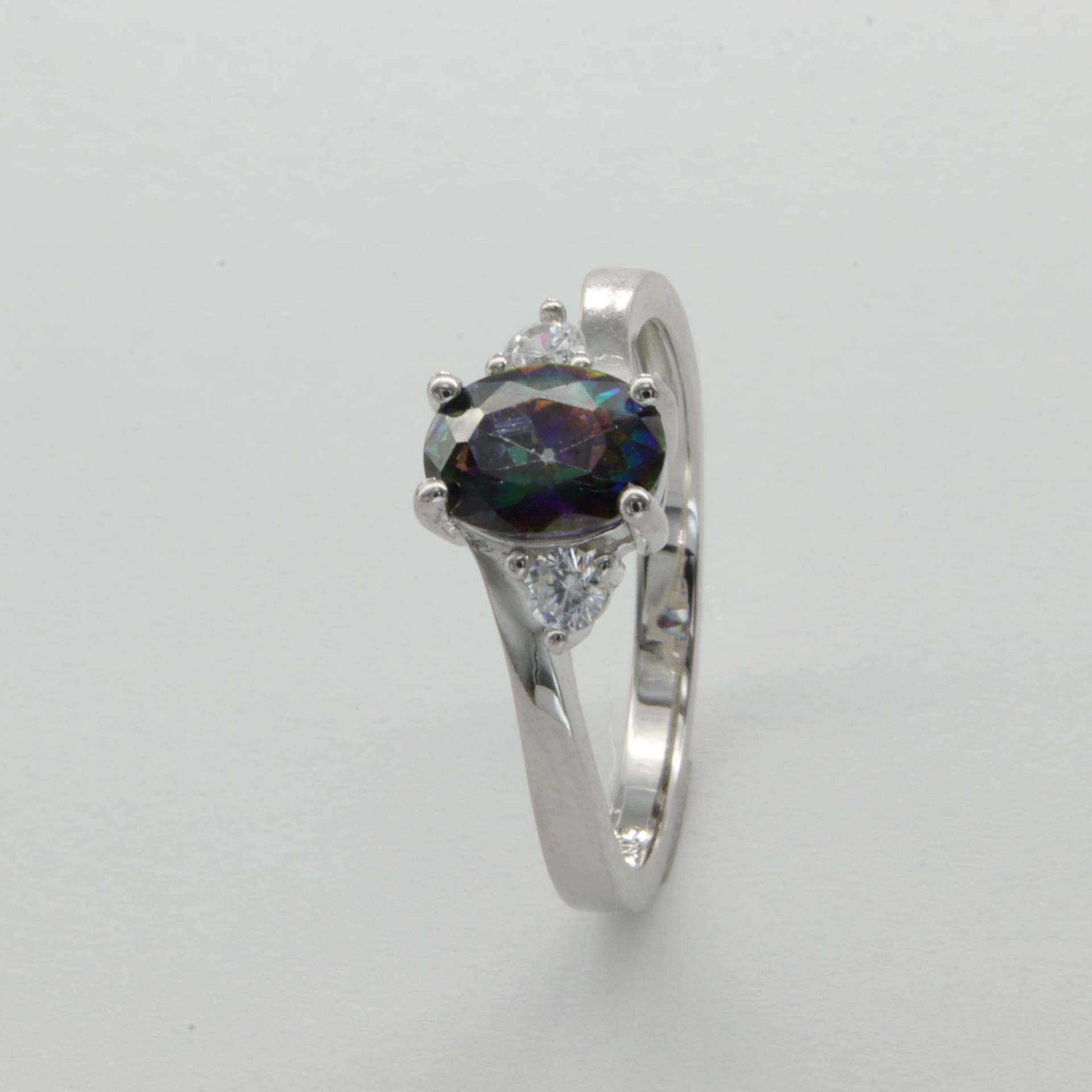 Wunderschön Und Bunt - Oval Mystisch Topas Ring Mit Cubic Zirkonia in 925 Sterling Silber Rhodiniert von StoneAndRox