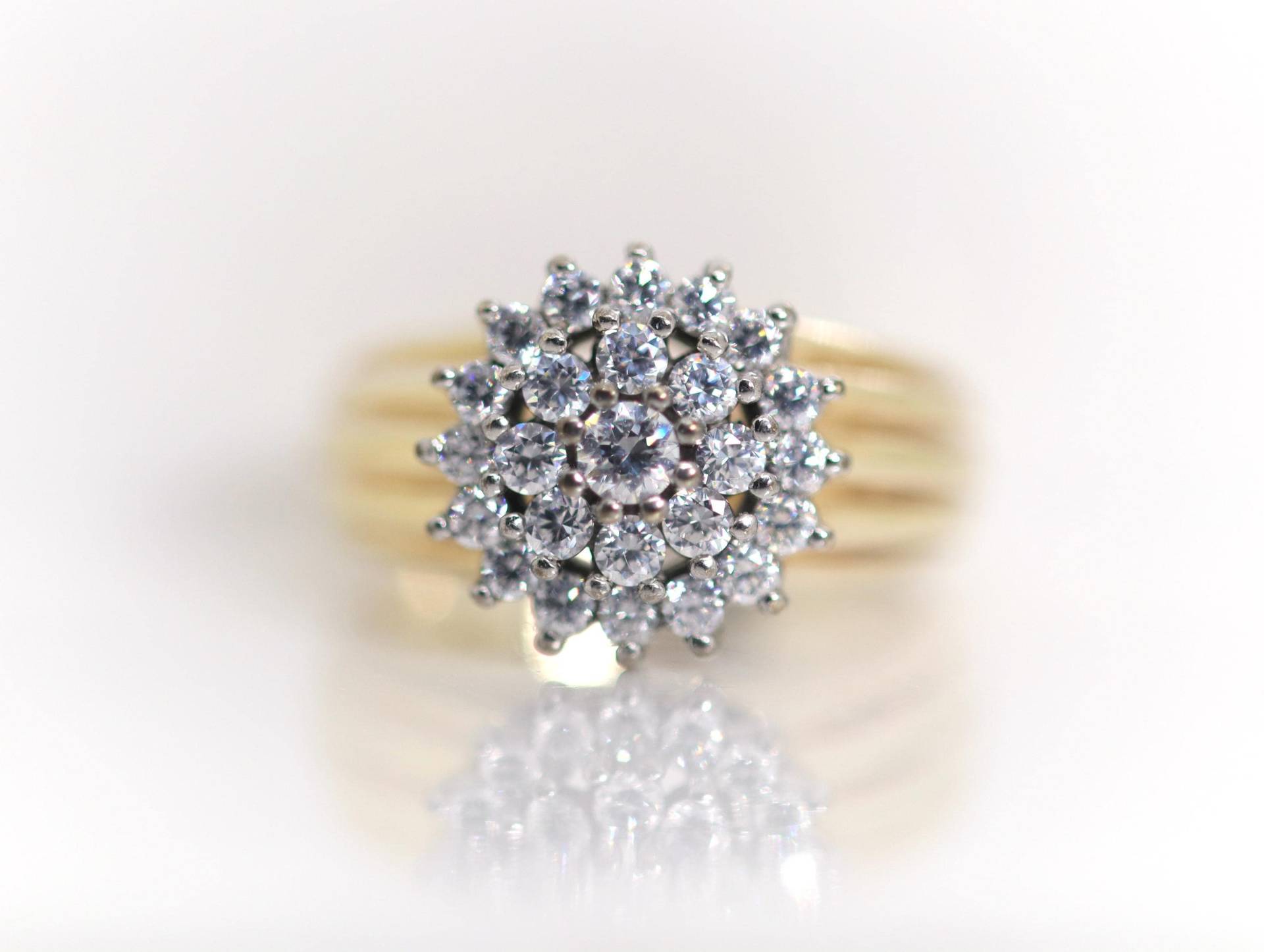 925 Sterlingsilber Damenring Zirkonia Stern Blume Kranz Vergoldet, Gr. 56 von StoneBox94