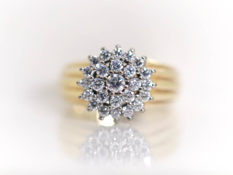 925 Sterlingsilber Damenring Zirkonia Stern Blume Kranz Vergoldet, Gr. 56 von StoneBox94