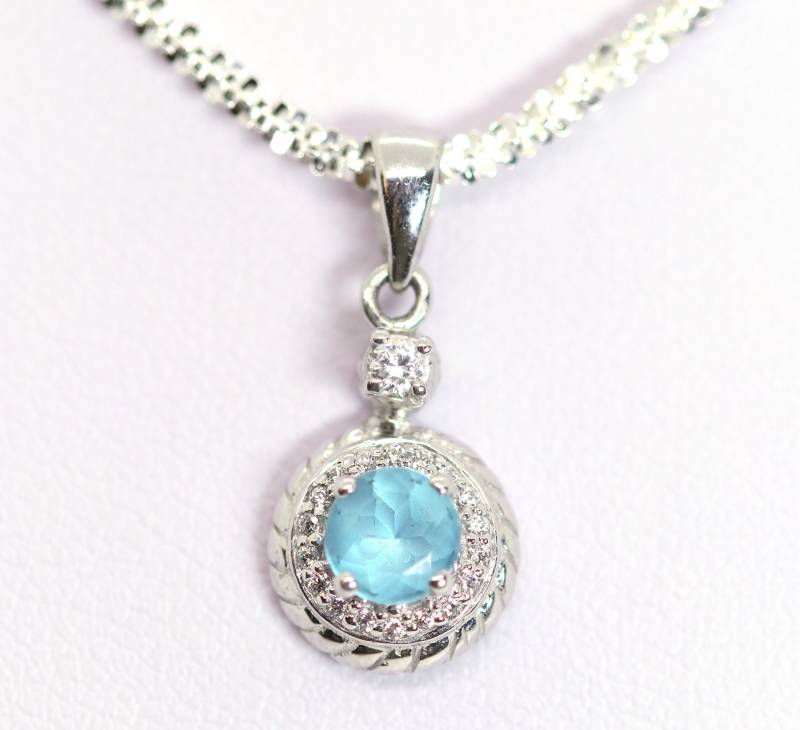 Fbm Sterlingsilber Kette Filigran, + Sterling Silber Anhänger Blauer Farbstein von StoneBox94