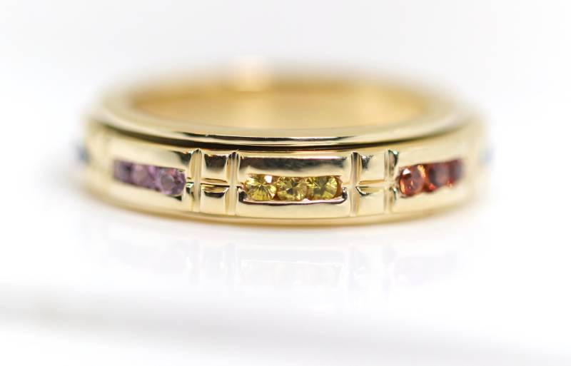 Gelbgold Drehring Topas Eternity 585 - 14Kt Bci Multicolor Edelsteine, Gr. 59 von StoneBox94