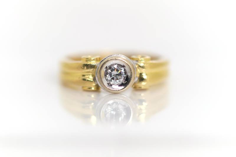 Gelbgold Weißgold Ring Solitär Damen 750 - 18Kt 0, 2Ct, Gr. 52 Gelbgold Weißgold Ring Solitär Damen 750 - 18Kt 0, 2Ct, Gr. 52 von StoneBox94