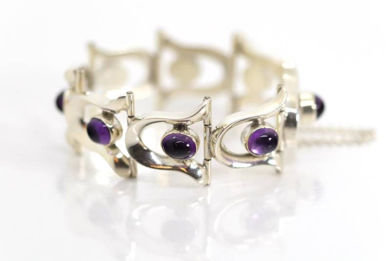 Mexico Tax-Mex Silberarmband Amethyst 925 Sterlingsilber Massiv L 19cm Mexico Tax-Mex Silberarmband Amethyst 925 Sterlingsilber Massiv L 19cm von StoneBox94