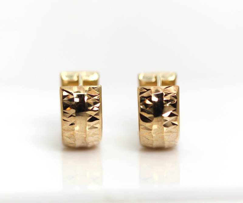 Roségold Creolen 333 - 8Kt Breite Schauseite Diamantiert, L 1, 3cm von StoneBox94