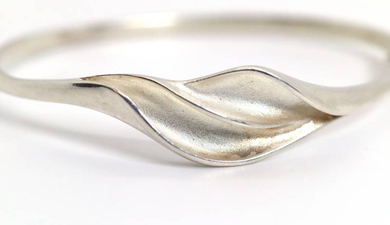 Silberarmreif | 925Er Skandinavien - Design, Mattierte & Geschwungene Form 17cm Hermann Siersbol H.s von StoneBox94