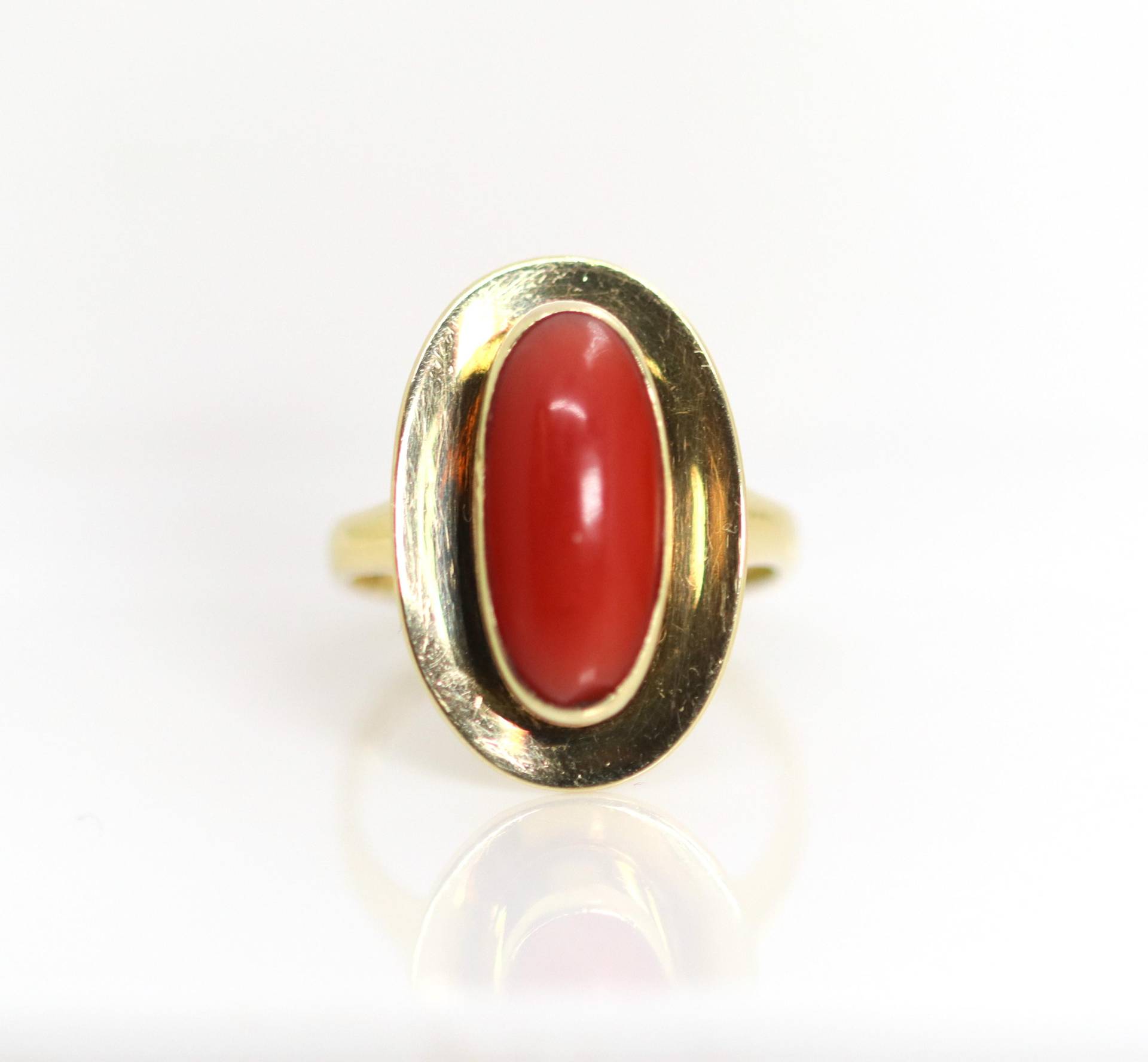 Vintage Damen Gelbgoldring 585 - 14Kt Koralle Länglich Cabochon, Gr. 53 Vintage Damen Gelbgoldring 585 - 14Kt Koralle Länglich Cabochon, Gr. 53 von StoneBox94