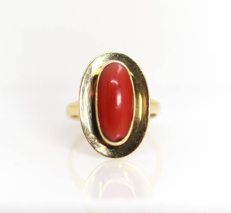Vintage Damen Gelbgoldring 585 - 14Kt Koralle Länglich Cabochon, Gr. 53 Vintage Damen Gelbgoldring 585 - 14Kt Koralle Länglich Cabochon, Gr. 53 von StoneBox94