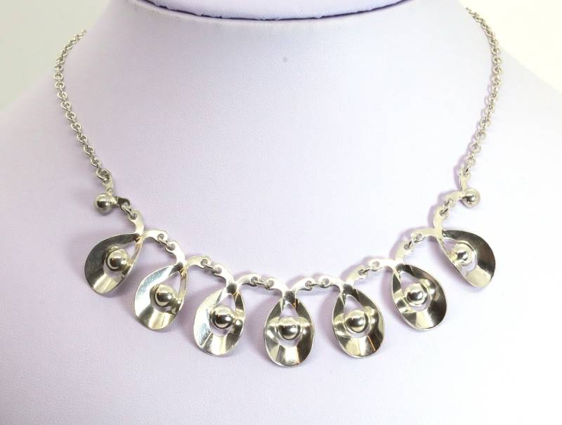 Vintage Design Hermann Siersbol Sterling Silber Denmark Collier, L 40cm von StoneBox94