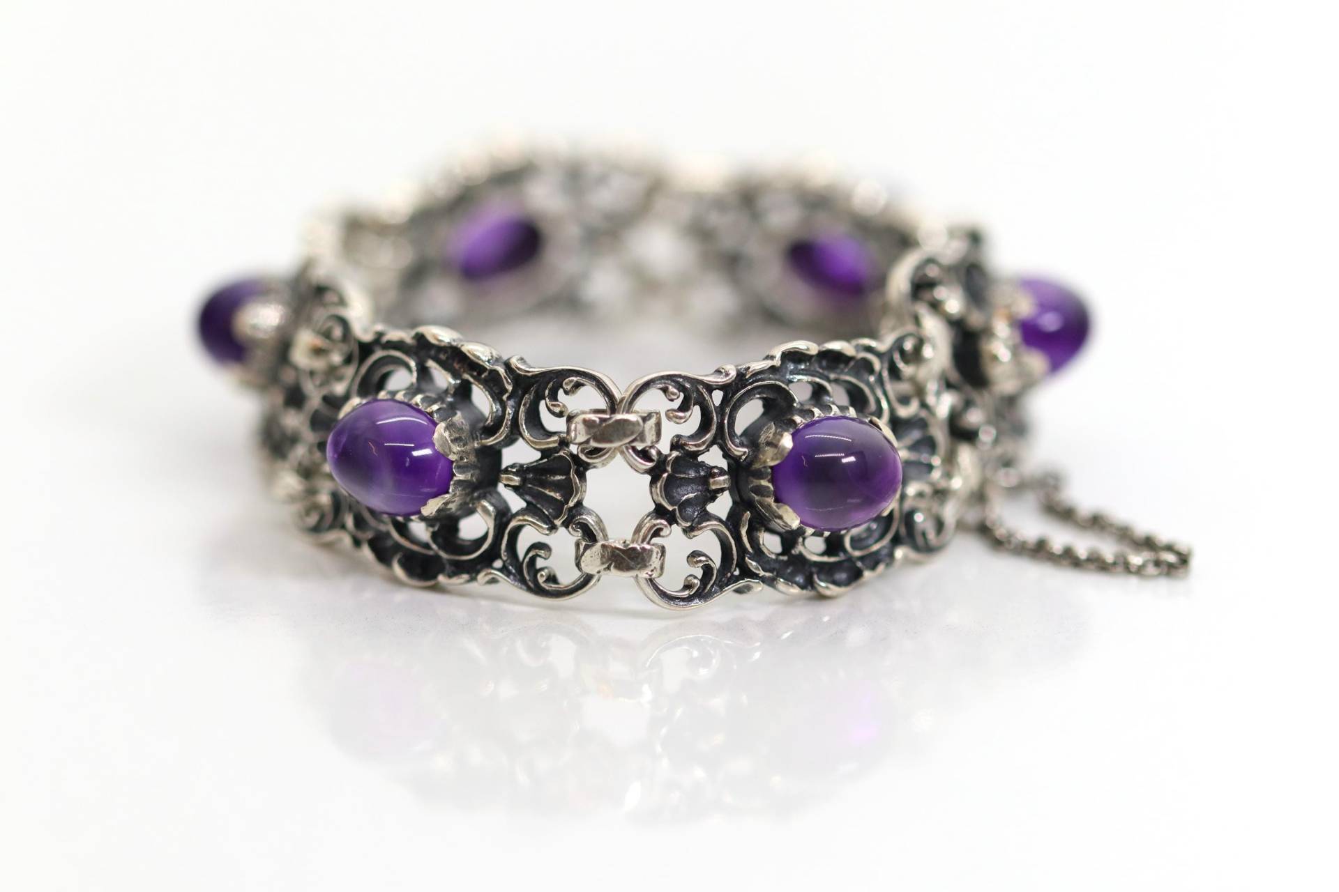 Vintage Silberarmband Amethyst Bartel & Sohn Bs 925 Sterlingsilber, L 18-19cm von StoneBox94