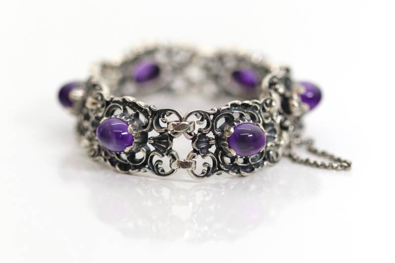 Vintage Silberarmband Amethyst Bartel & Sohn Bs 925 Sterlingsilber, L 18-19cm von StoneBox94